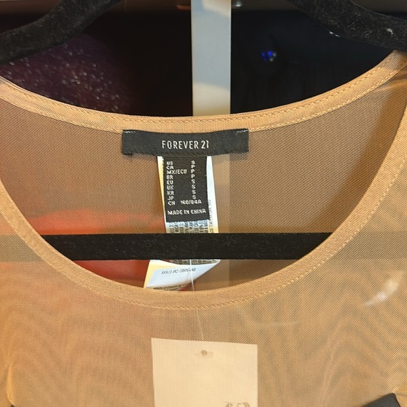 Forever 21 black cut outs tan mesh sleeveless bodycon dress size S NWT - Picture 2 of 3